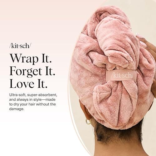 Kitsch Plush Microfiber Hair Towel Wrap for Women – Ultra Absorbent Microfiber Bath Towels for Wet, Curly, Long or Short Hair – Anti-Frizz Hair Wrap, Great Hair Care Gifts for Women thumbnail 8