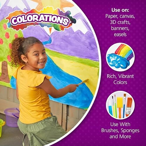 Colorations Paraben-Free Washable Tempera Paint for Kids - 8 Ounce Bottles, Set of 6 Primary Colors, Non-Toxic and Made in The USA thumbnail 4