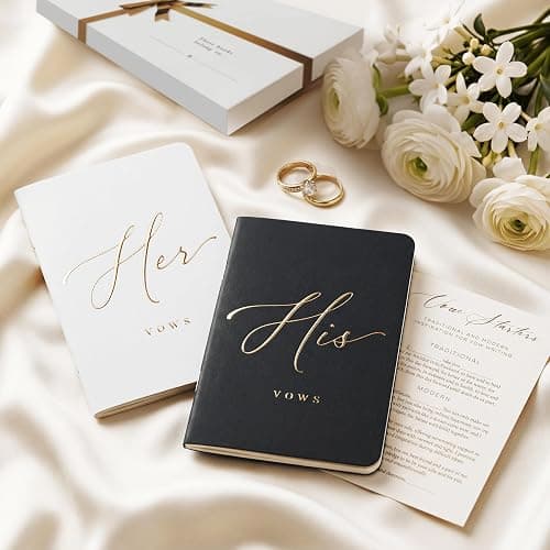 ARTESORI Premium Wedding Vow Book for Her & Him, Soft Touch, Gold Foil, 28 Lined Pages, Wedding Vow Books His and Hers, Wedding Essentials, Wedding Registry Ideas, His and Hers Gifts [White & Black] - Image 1