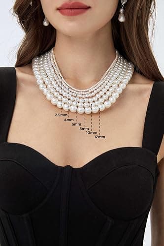 BABEYOND Collier Ras du Cou-Perles d'Imitation pour Femme Collier Court Rond Perle Simple pour Mariage Valentin Blanc thumbnail 4
