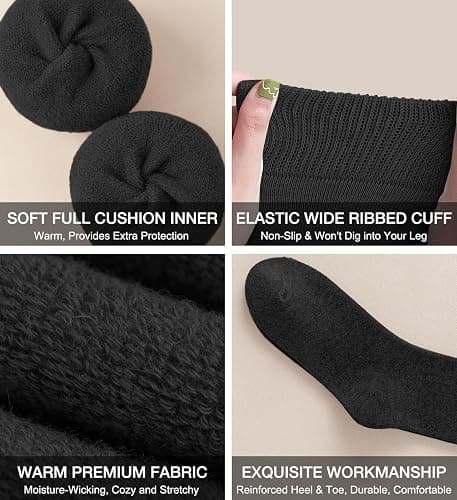 BLONGW Warm Thermal Boot Socks for Women - Knee High, Winter, Running, Hiking, Gifts - Thick Socks for Cold Weather thumbnail 4