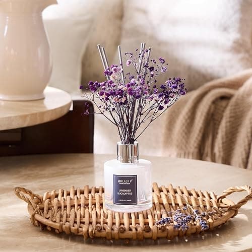 Airkeep Reed Diffuser Set,3.38 fl oz (100 ml) - Lavender Eucalyptus Oil Diffusers with 8 Reed Sticks, Home Fragrance Reed Diffuser for Bathroom Shelf Decor thumbnail 5