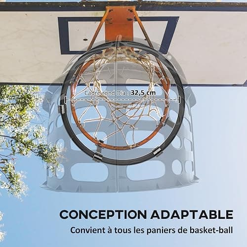 SPORTNOW Retour de Ballon de Basket-Ball, système de renvoi du Ballon de Basket, Rotation à 360°, Hauteur réglable, avec Crochets détachables, Noir thumbnail 4