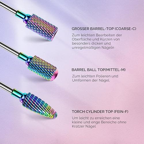 MelodySusie Nagelfräser Bits Set, 7Stk Wolframkarbid Diamant Bits für Acrylnägel Poly Gel Nagelhaut entfernen, 3/32'' Professionelle Nagelbits für Nagelfräser Efeil (mehrfarbig) thumbnail 5