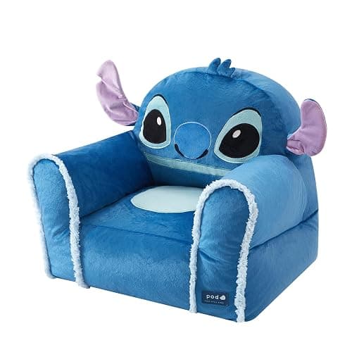 Disney Stitch Figural Bean Bag Sofa Chair with Armrests, Soft & Comfortable Kids Lounge Chair for Bedroom & Playroom, Ages 3+ - Image 1