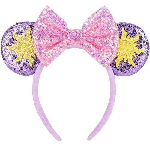 DRESHOW Oreilles de Souris Arc Bandeaux Paillettes Décoration de Fête Cosplay Costume pour Filles et Femmes - Image 1