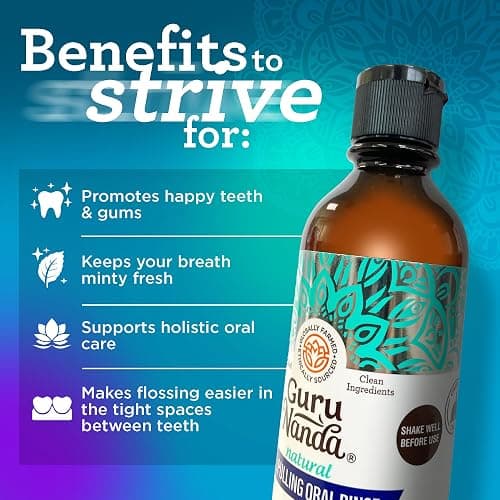 GuruNanda CocoMint Oil Pulling Mouthwash for Complete Oral Hygiene, 7 Essential Oils & Vitamins for Happy Teeth & Gums & Fresh Breath , Alcohol-Free, 8 oz thumbnail 6