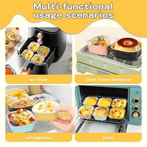 40 Pack Mini Cake Pans with Lids, 5oz Square Aluminum Foil Brownie Baking Cups, Muffin Tin Ramekins, Disposable Dessert Cupcake Cups for Wedding Birthday Party, Gold thumbnail 5