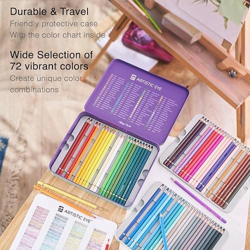 ARTISTIC EYE Premium Colored Pencils | Set of 72, Quality 3.8mm Soft Core Leads, Rich & Vibrant Colors, Blendable, Perfect for Beginner & Advanced Artists thumbnail 4