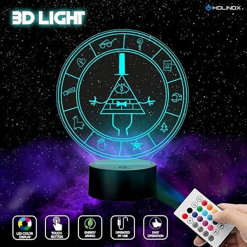 LDREAMAM Gravity 3D Falls Bill Cipher Wheel Lighting Decor Gadget Lamp , Acrylic, Awesome Gift (MT026) thumbnail 3