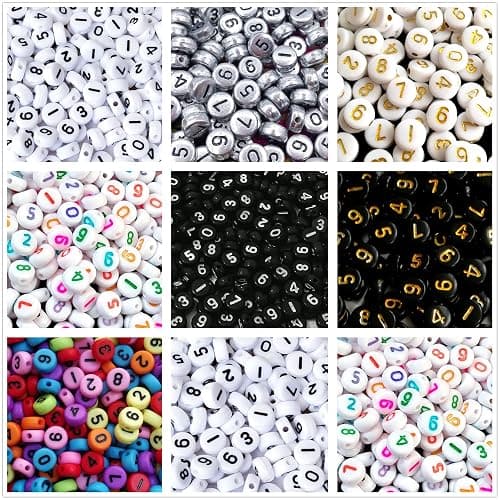 Amaney 700Pcs 7x4mm 7 Colors Mixed Number Beads Acrylic Round Shape Each Color 100Pcs - Image 1