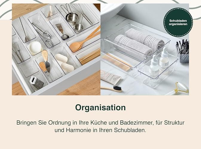 uandu Schubladen Organizer, 25er Set, Schreibtisch Organizer, Küchen Organizer, Organizer Schubade, Schminktisch Organizer, Make up Organizer, Schubladentrenner, Badezimmer Organizer, Organizer Küche thumbnail 3