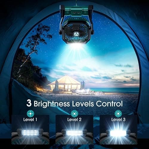ONLYNEW Portable Fan Rechargeable, 20000mAh Cordless Battery Powered Fan with LED Lantern, USB C Battery Operated for Travel Bedroom Home Camping Tent Office Beach Desk Fishing Table thumbnail 5