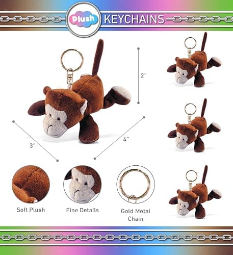 Puzzled Monkey Stuffed Animal Keychain Toy - Cute Monkey Backpack Charm, Mini Plush Key Chain, Adorable Stuffed Animal Bag Accessory, Soft Collectible Plush Keychains for Kids and Adults - 4 Inches thumbnail 3