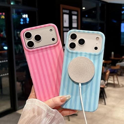 Jmltech Magnetic for iPhone 17 Pro Max Case Striped Phone Cases Cute Women Girly Trendy Shockproof Slim Soft TPU Hard PC Protective thumbnail 2