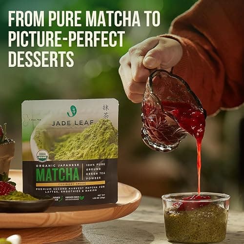 Jade Leaf Matcha Powder, Organic Culinary Grade, 30g / 1.06oz | Best for Matcha Lattes, Baking, and Smoothies! - Authentic Japanese Matcha Green Tea Powder - Resealable Pouch thumbnail 3