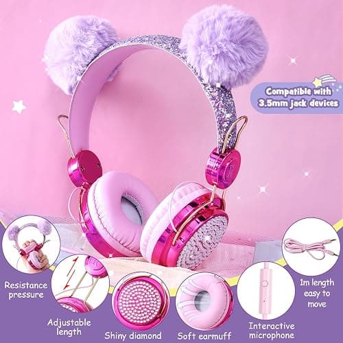 Tacobear Unicorn Gifts Girls Toy Age 5 6 7 8-12 with 3.5mm Wired Headphones Locked Diary Water Bottle Plush Bag Purse Socks Mirror, Christmas Birthday Gift Idea Toys for Teen Girl 6-10+ Years Old thumbnail 4