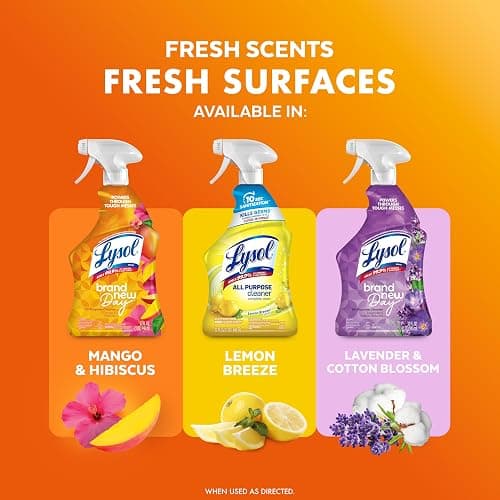 Lysol All Purpose Cleaner Spray, Multi-Purpose Disinfecting Spray, Kitchen & Bathroom Cleaner, Mango & Hibiscus Scent, 32 Fl Oz (Pack of 2) thumbnail 7