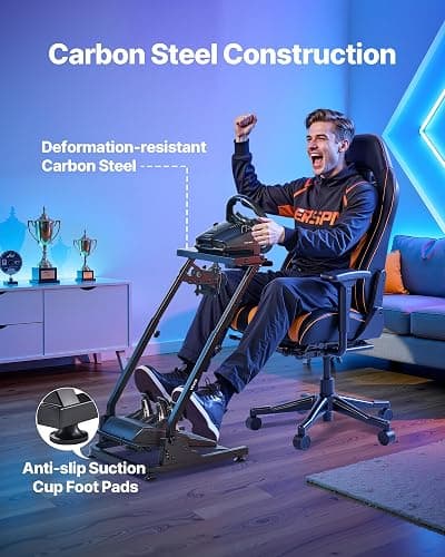 VEVOR Racing Wheel Stand, Adjustable & Foldable Simulator Stand for Logitech G29 G27 G920 G923, Thrustmaster T300RS T300GT T248 TS-PC TSXW Gaming Cockpit,Pedals Simulator NOT Included | Fit for Logitech G29 G27 G920 G923, Thrustmaster T300RS T300GT T248 TS-PC TSXW Gaming Cockpit, Pedals Simulator NOT Included thumbnail 3