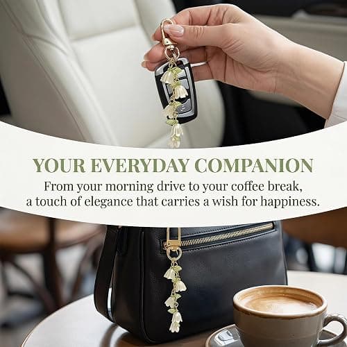 Miokkley Lily of the Valley Keychain Gifts for Women, Cute Flowers Bag Charms for Handbags Purse Car Key Accessories thumbnail 4