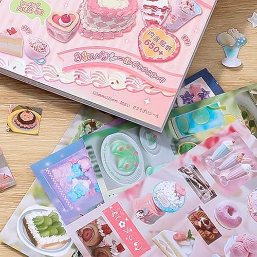 Japanese Sticker Book - Kawaii Food Stickers 60 Sheets: Cute Sushi, Donuts, Fruits Deco Stickers - Acid-Free Vinyl for Journaling Supplies, Scrapbooking, Planners & Kids Crafts thumbnail 7
