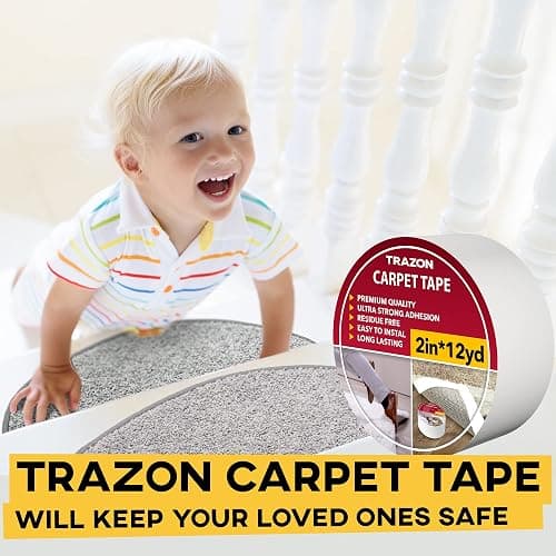 Carpet Tape Double Sided - Rug Tape Grippers for Hardwood Floors and Area Rugs - Carpet Binding Tape Strong Adhesive and Removable, Heavy Duty Stickers Grip Tape, Residue Free (2 Inch / 12 Yards) thumbnail 7