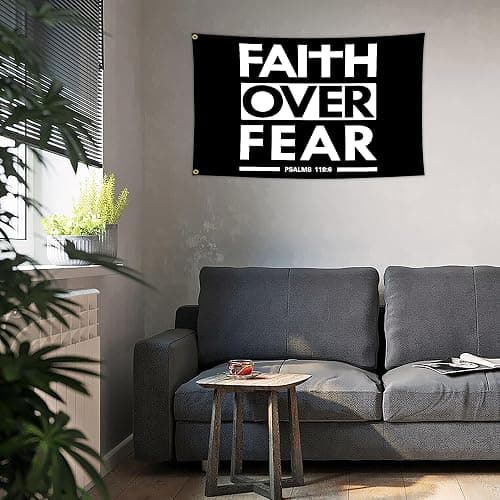JZYIZYU Faith Over Fear Flag Jesus Christian Bible Scripture Verse Flags 3x5 Outdoor Funny Tapestry Flag Inspirational Gym Motivational Flags for Home Gym College Dorm Room Office Wall Banner Decor thumbnail 6