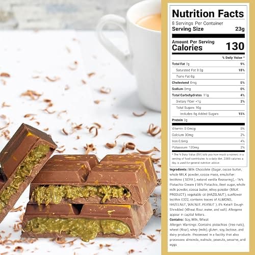 Dubai Chocolate Pistachio Bar 6.5oz, Dubai Kunafa Pistachio Chocolate Bar,Luxurious Homemade Kunafa thumbnail 2