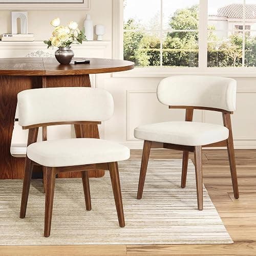 Dining Chairs Set of 2, Modern Upholstered Dining Chairs, Wooden Kitchen Chairs for Dining Room with Ergonomic Curved Backrest - Image 1