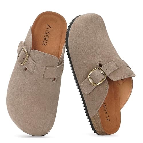 ZUSERIS Kids Suede Clogs Boys Girls Cork Potato Shoes | Slip-On Leather Mules,Adjustable Buckle,Clogs for Little Kids Boys Girls Youth,Indoor Outdoor Sandals - Image 1