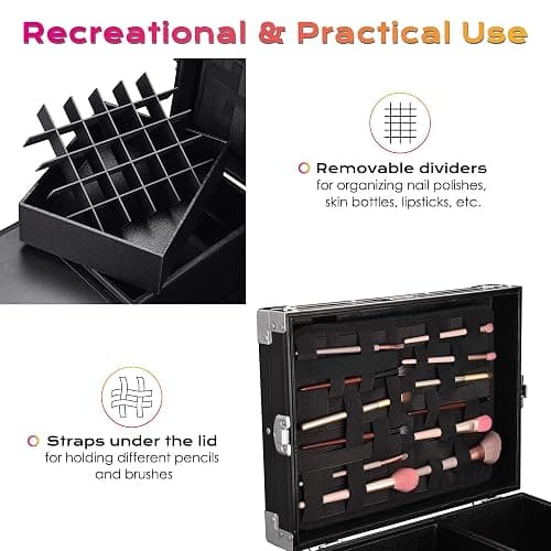 BYOOTIQUE Portable Manicure Table Nail Station Rolling Makeup Case with 4 Drawers Nail Table Storage for Makeup Artist Nail Tech Manicurist, Black, 33" x 16" x 31" thumbnail 7