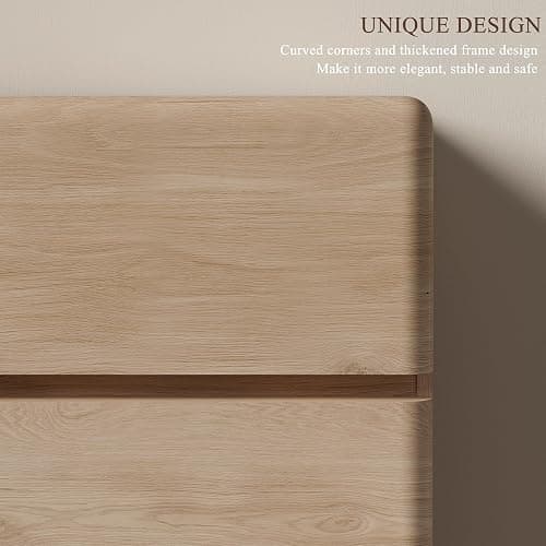 YANSNWO Natural 6 Drawer Dresser for Bedroom, 48" Tall Chest of Drawers | Curved Profile Design, Thickened Base, Handless design, Unique panel design, Bedroom, living room, and hallway storage thumbnail 7