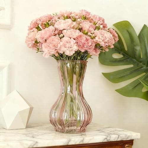 Flower Vase,Glass Vases Set of 2,Blush Clear Pink Vase 8 inch,for Home Decor,Valentains Day Decorations Indoor,Gifts,Wedding,Anniversary,Centerpieces Vase thumbnail 4
