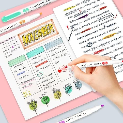 Funnasting Highlighters Pens, 15 Colors Mild Highlighters, Dual Tip Colourful Highlighter, Pastel Marker Set, Stationary Supplies Perfect for Highlighting, Underlining and Colouring thumbnail 2