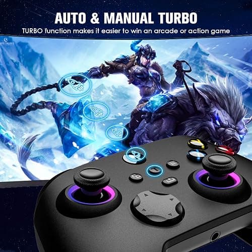 VidPPluing Controller for Xbox, Xbox One, Xbox One X|S, Xbox Series X|S, 2.4GHz Wireless Controller with RGB Light, Turbo Function and Motion Sensor, Thumb Caps Included - Black thumbnail 5