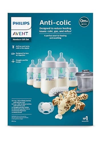Philips Avent Anti-colic Baby Bottle with AirFree Vent Newborn Gift Set With Snuggle, Clear, SCD306/10 thumbnail 24
