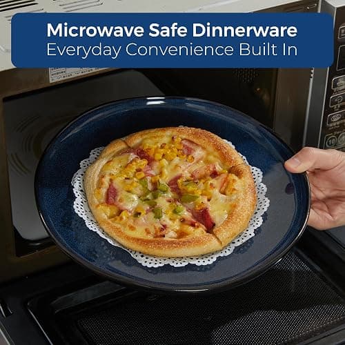 Pokini Stoneware Dinnerware Sets for 8, 32Pcs Ceramic Plates and Bowls Sets | Stoneware Dishware sets, Microwave & Dishwasher Safe, Cereal Bowls and Dinner Plates Set, Stackable Dishes Set, Starry Blue thumbnail 8