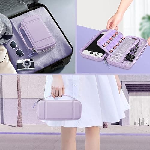 Fintie Carrying Case for Nintendo Switch OLED Model 2021/Switch 2017, [Shockproof] Hard Shell Protective Cover Travel Bag with 10 Game Card Slots & Inner Pocket thumbnail 7