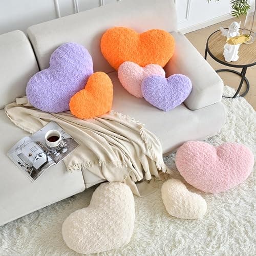 ZCNYCLAM Heart Pillow, Soft Heart Shaped Pillow with Room Decorative Throw Pillows for Bed Couch Chair Sofa, Heart Shaped Cute Throw Pillow Cushion for Bedroom Living Room (Orange, Mini 12.9" x 9.8") thumbnail 7