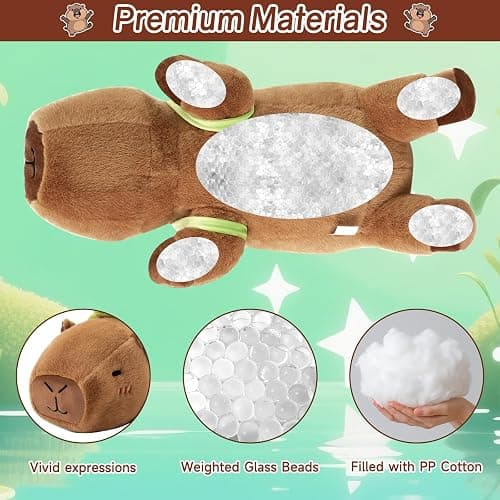 SQEQE Weighted Stuffed Animals Capybara Plush, Weighted Capybara Stuffed Animals with Turtle Backpack, Soft Pillow Toy for Kids Adults, Birthday Presents 13.8 Inch, 1.7 Lbs thumbnail 7