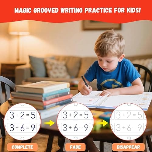 Lumikidz Magic Grooved Writing Practice for Kids Ages 3–5 - Reusable Grooved Writing Books for Kids 3–5 - Handwriting Practice for Kids 5–7 - Preschool Tracing Books & Learning Activities thumbnail 6