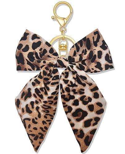 Pithayla Leopard Bow Bag Charms Keychain, Purse Charm Accessories for Women | Leopard Print Bow Key Chain, Cute Bag Purse Charm Keychains for Girl Handbags Backpacks - Image 1