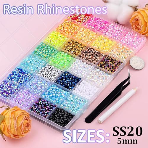 8500Pcs Resin Rhinestones with Tweezers for Crafting, Mixed-Color 5mm Bedazzling Crystal with 3Pcs 10ml B7000 Jewelry Glue for DIY Crafts Clothing Tumblers Shoes Fabric Nail Art thumbnail 2