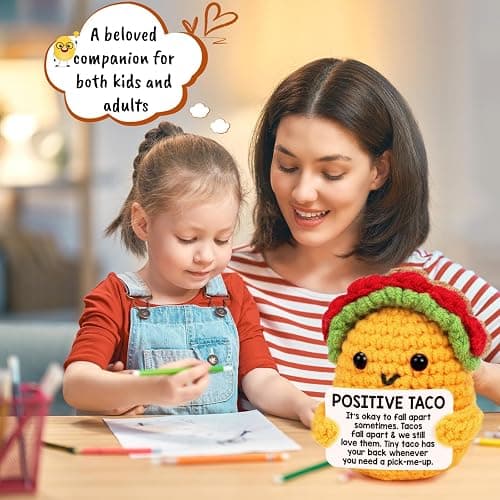 Mini Emotional Taco Support 21st 30th 40th Birthday Gifts for Women Men Easter Basket Stuffers Essentials Teen Boys Girls Friend Sister Mom Dad Coworker Inspirational Self Care Positive Crochet Animal thumbnail 6