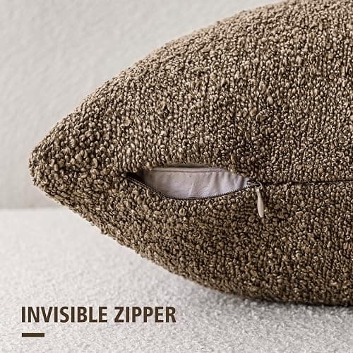 Foindtower Decorative Textured Boucle Throw Pillow Covers Accent Solid Lumbar Pillow Cases Neutral Soft Cozy Couch Cushion Case for Chair Sofa Bedroom Living Room Home Decor 12x20 Inch,1PC,Light Brown thumbnail 2