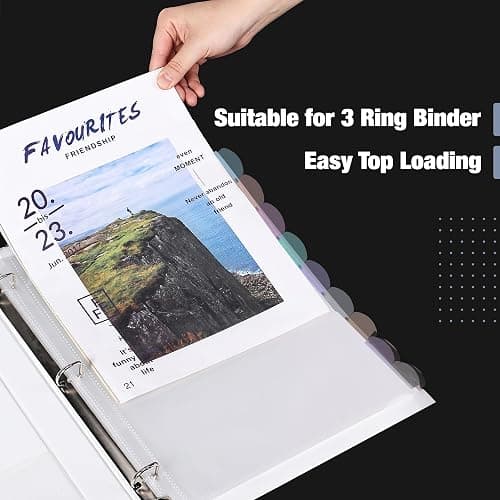 Mr. Pen- Clear Sheet Protectors with Tabs, 8 Tabs, 2 Sets, Clear Plastic Dividers for 3 Ring Binder, Insertable Index Page Divider Multicolor Tabs thumbnail 5