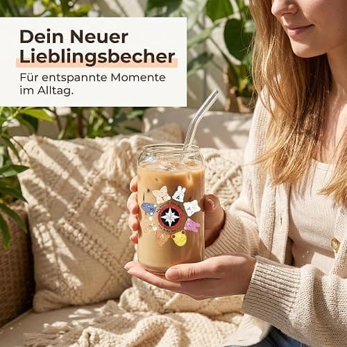 XIAZHDZ Korea Pop Merch 500 ml Glasbecher – Korea Pop Merch Fan Cup für STAYs | Glas mit Bambusdeckel & Glashalm Trinkbecher für Kaffee, Eistee & Bubble Tea thumbnail 3