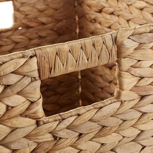 Casafield 10.5" x 10.5" Water Hyacinth Storage Baskets, Natural - Set of 2 Collapsible Cube Organizers, Woven Bins for Bathroom, Bedroom, Laundry, Pantry, Shelves - 2-Pack - Natural thumbnail 6