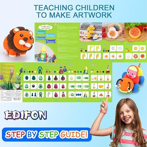 EDIFON Air Dry Clay, 48 Colors Foam Magic Modeling Clay for Kids DIY Crafts | Non-Sticky, Ultra-Light & Soft, Model Clay Toy with Sculpting Tools, School Project Supplies, Gifts for Ages 3-12 Boys Girls thumbnail 5