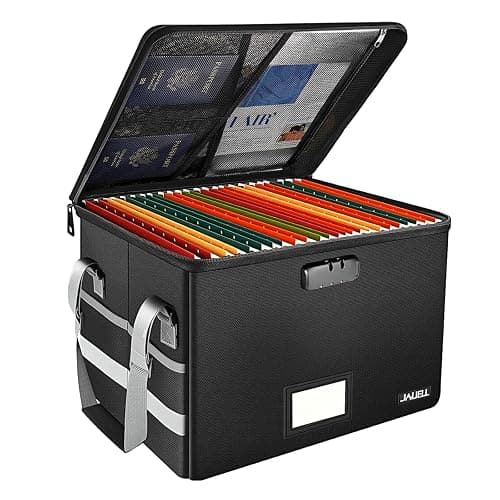 JALIELL File Box with Lock - Fireproof Document Box File Organizer with Zipper & Adjustable Handle, Collapsible File Storage Box for Home Office, Filing Cabinet for Hanging Letter/Legal Folder thumbnail 9